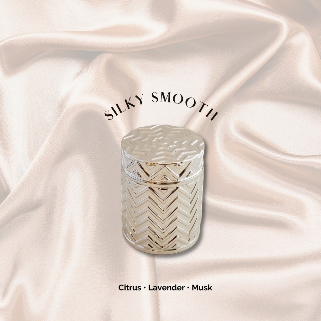 Silky Smooth fragrance in a Silver Margie Rebecca vessel